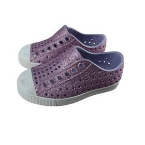 Native Kids Girls Purple Glitter Jefferson Slip On Shoes Size 6